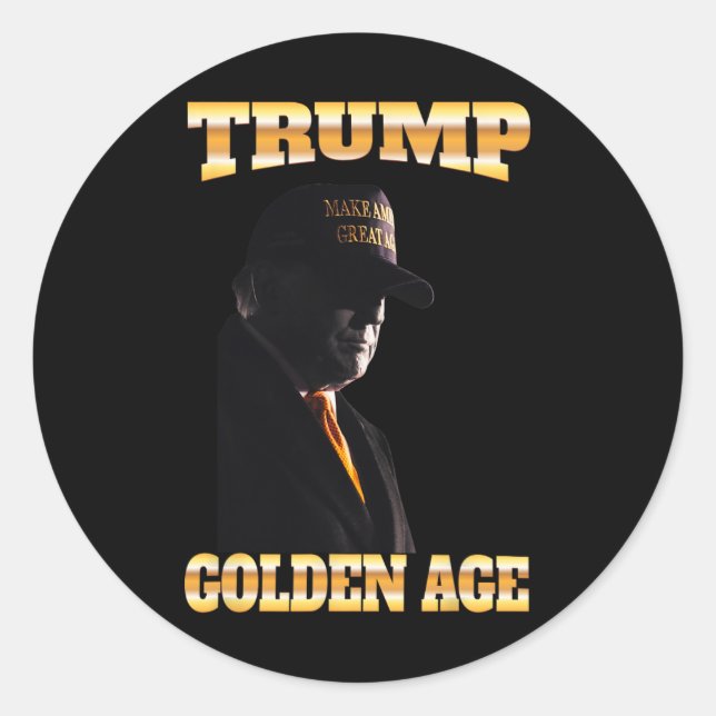 Trump Goldenes Zeitalter Silhouette 45 47 Goldene  Runder Aufkleber (Vorderseite)