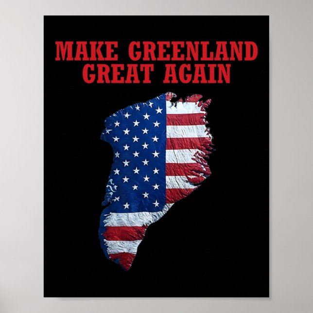 Trump Grönland - Flagge der USA macht Grönland zu  Poster (Vorne)