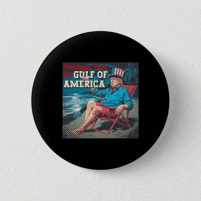 Trump grüßt vom Golf Beach of America Button (Vorderseite)