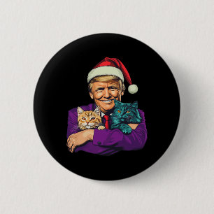 Trump hält Katzen Frohe Weihnachten Festlich Lusti Button
