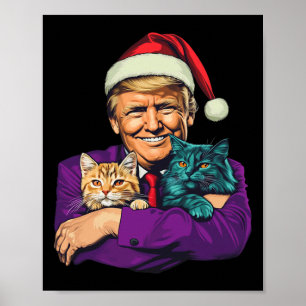 Trump hält Katzen Frohe Weihnachten Festlich Lusti Poster