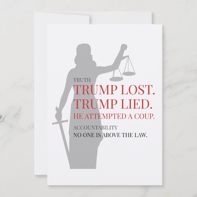 Trump hat die Lüge über dem Gesetz verloren Einladung (Vorderseite)