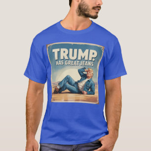 Trump hat ein Poster über große Jeans und lustige T-Shirt
