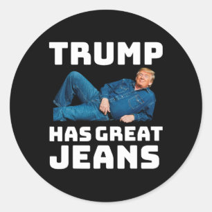 Trump hat großartige Jeans Lustiger Meme _2  Runder Aufkleber