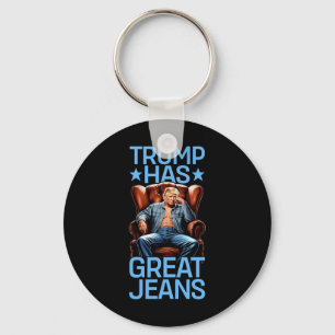 Trump Hat Tolle Jeans Lustiges Retro Denim Meme Po Schlüsselanhänger