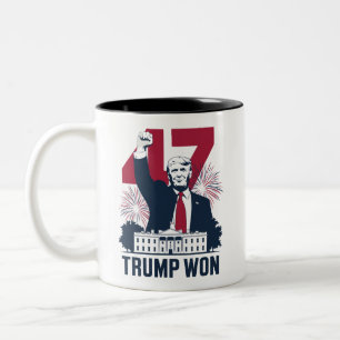 Trump hat wieder die Präsidentschaftswahl 2024 gew Zweifarbige Tasse
