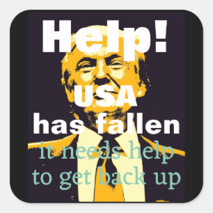 Trump/Hilfe-Sticker Quadratischer Aufkleber