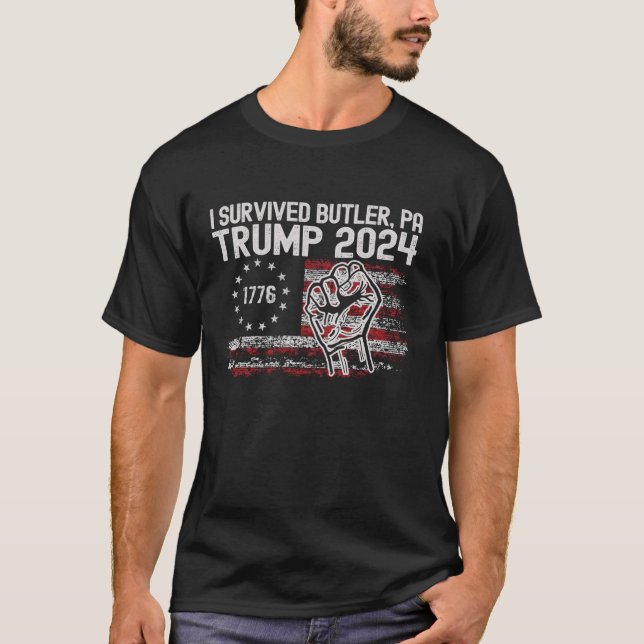Trump I überlebte Trump Kundgebung Butler PA Shoot T-Shirt (Vorderseite)