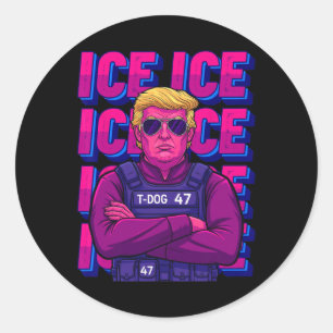 Trump Ice Agent Shirt, Ice Einwanderungs-T-Shirts Runder Aufkleber