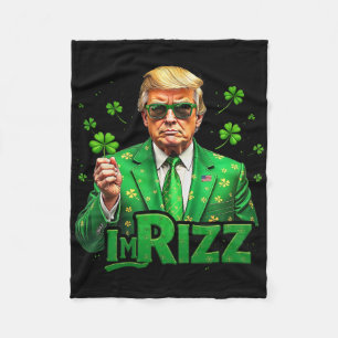 Trump Ich bin Rizz St Patrick's Day Glücks-Kleebla Fleecedecke