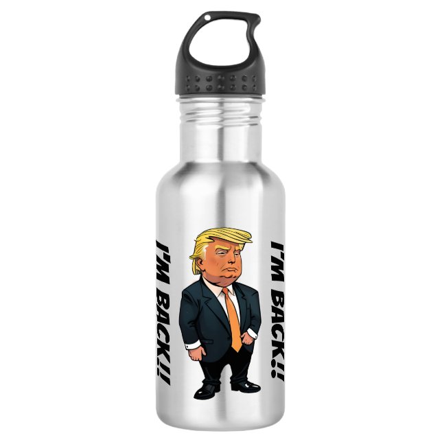 TRUMP ICH BIN ZURÜCK!! EDELSTAHLFLASCHE (Vorderseite)