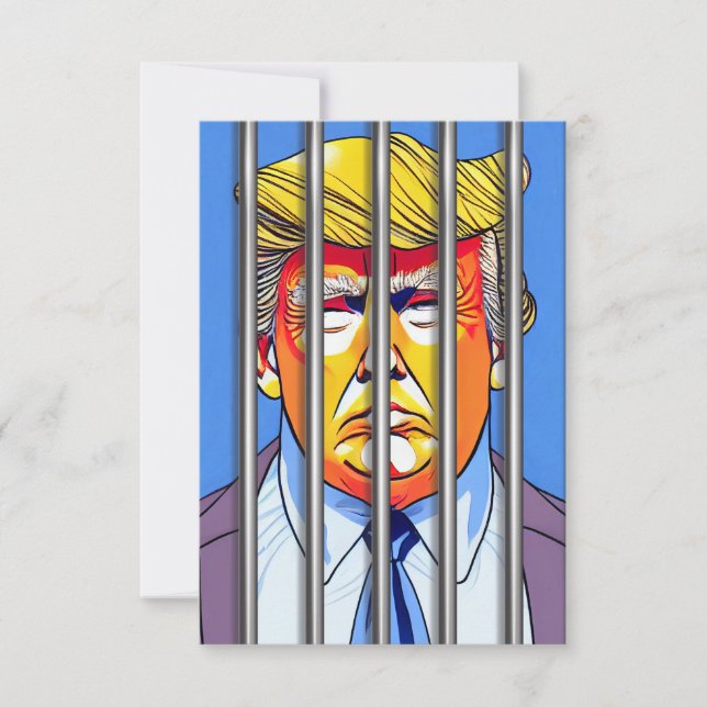 Trump im Gefängnis 3,5" x 5" Flat Dankeschön Karte (Vorderseite)