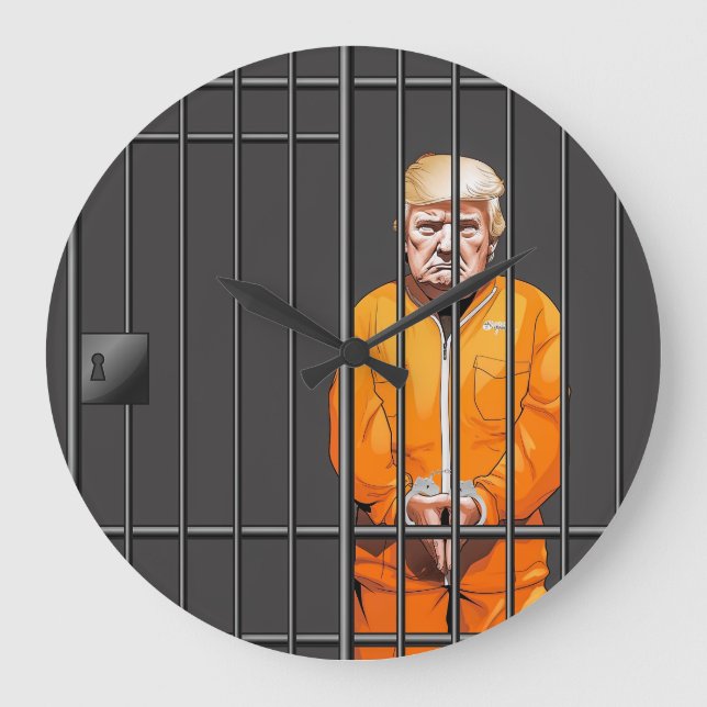 Trump im Gefängnis - Acrylmauer-Uhr, Runde (groß) Große Wanduhr (Vorderseite)