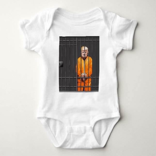 Trump im Gefängnis Baby Jersey Bodysuit Strampler (Vorderseite)