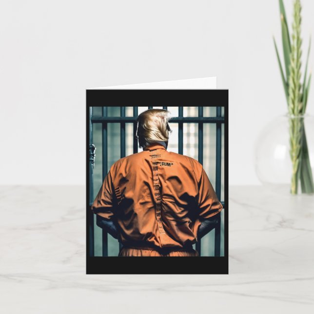 Trump im Gefängnis Orange Jumpsuit Hand Cuffy Guil Karte (Vorderseite)