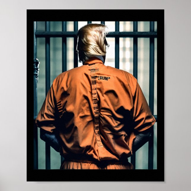 Trump im Gefängnis Orange Jumpsuit Hand Cuffy Guil Poster (Vorne)