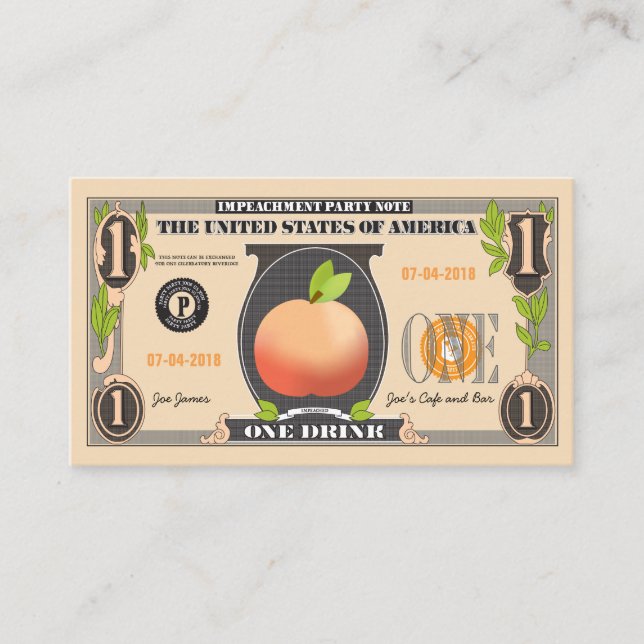 Trump Impeachment Party Werbecoupon Rabattkarte (Vorderseite)