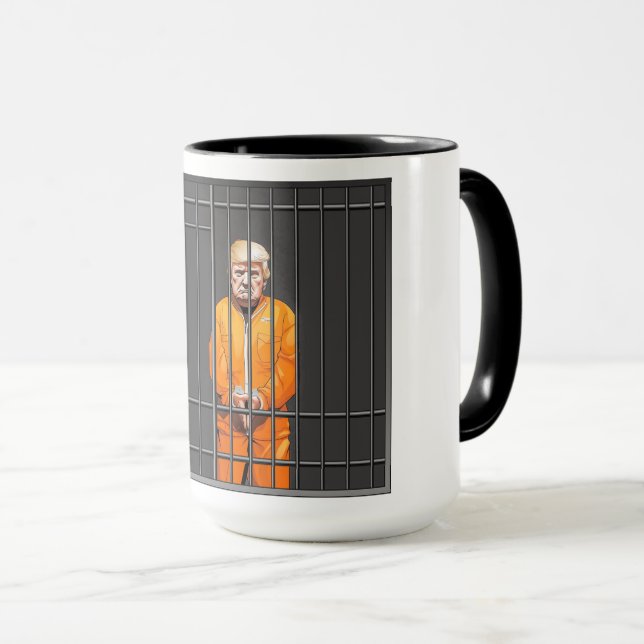 Trump in der Combo-Tasse im Gefängnis, 15 oz Tasse (VorderseiteRechts)