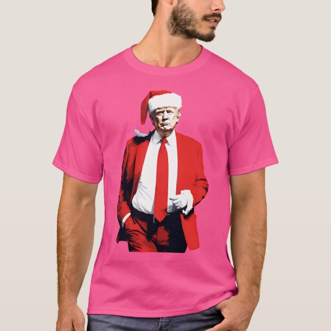 Trump in einer roten Suite als Santa T-Shirt (Vorderseite)