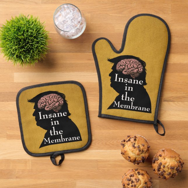 Trump/Insane Oven Mitt & Pot Holder Ofenhandschuh & Topflappen-Set (Oben Unten)