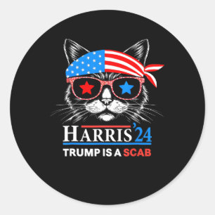 Trump ist eine Scab-Abstimmung Harris Vheimer Cat  Runder Aufkleber