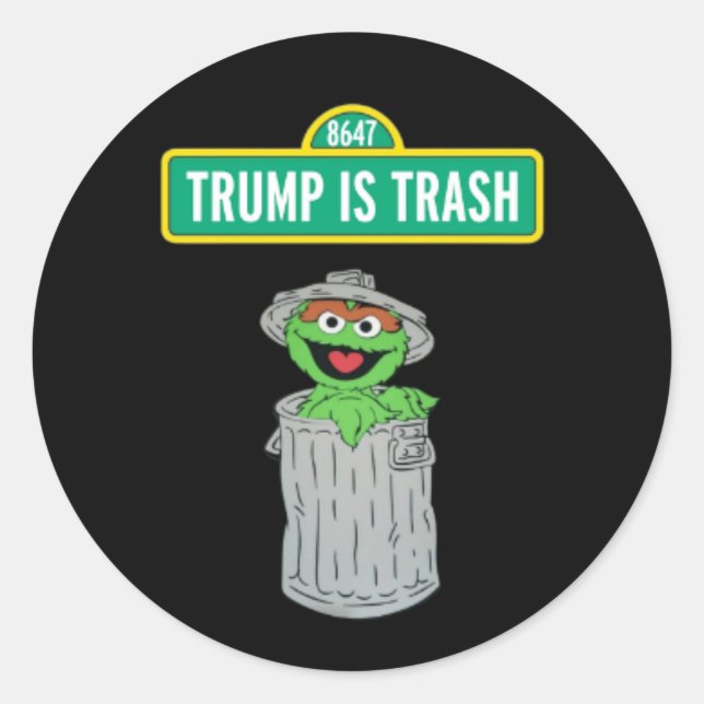 Trump ist Müll Runder Aufkleber (Vorderseite)