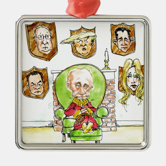 Trump ist Putin auf dem Ritz-Geschenke Silbernes Ornament (Vorne)