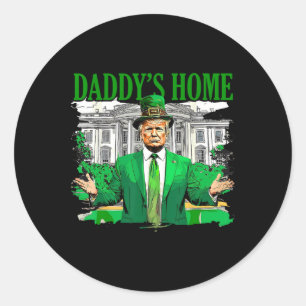 Trump ist Zuhause im Weißen Haus am St. Patrick's Runder Aufkleber
