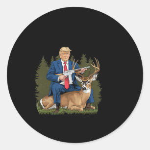 Trump Jagd auf Hirsch Funny Beer Drink Bier Runder Aufkleber