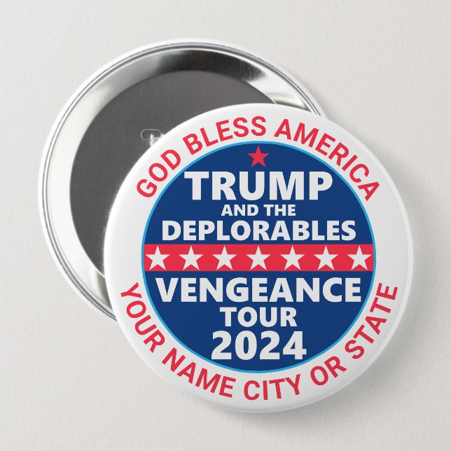 Trump-Kampagne 2024 zur Bekämpfung von Rache Tour  Button (Vorne & Hinten)