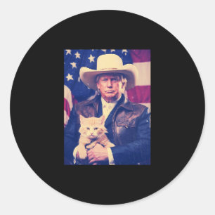 Trump-Katze-Shirt Lustiges Cowboy Donald Trump Ame Runder Aufkleber