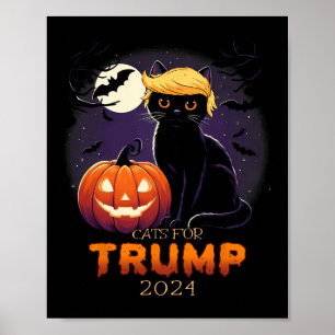 Trump-Katzen-Shirts Schwarze Katze Halloween-Kostü Poster