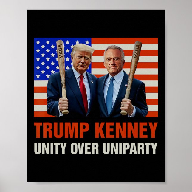 Trump Kennedy Unity over Uniparty 2024 Funny Elect Poster (Vorne)