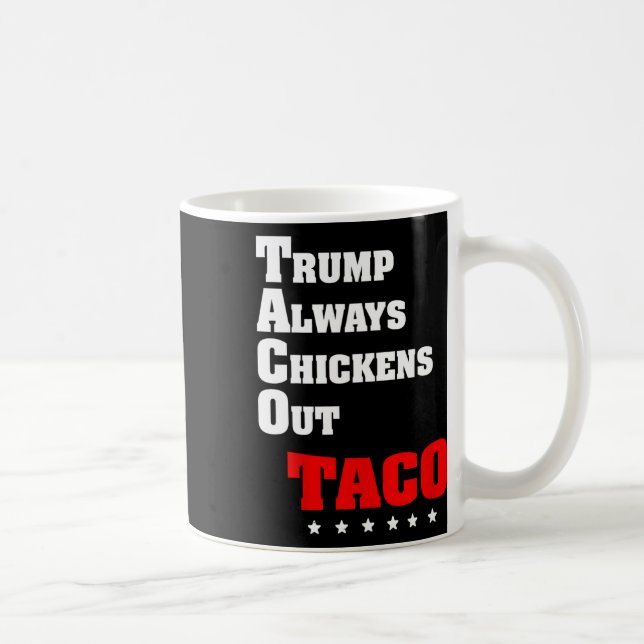 Trump kneift immer beim Taco-Handel Lustiges Meme  Kaffeetasse (Rechts)