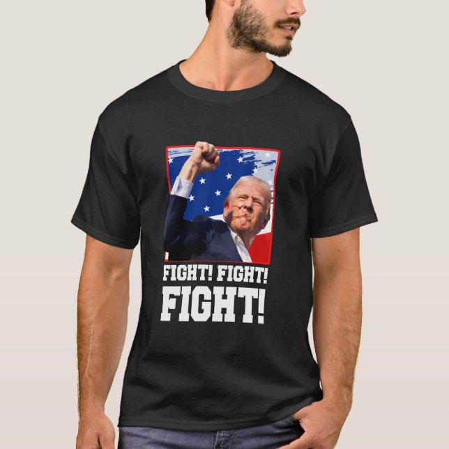Trump Kundgebung Kämpfen T-Shirt Trump 2024 Unters (Vorderseite)