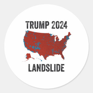 Trump Landslide Wahlkarte 2024 Funny Pro Trump Runder Aufkleber