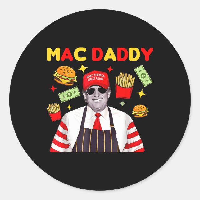 Trump Mac Daddy Uni - Schwarz - Klein - Kurzer Sie Runder Aufkleber (Vorderseite)