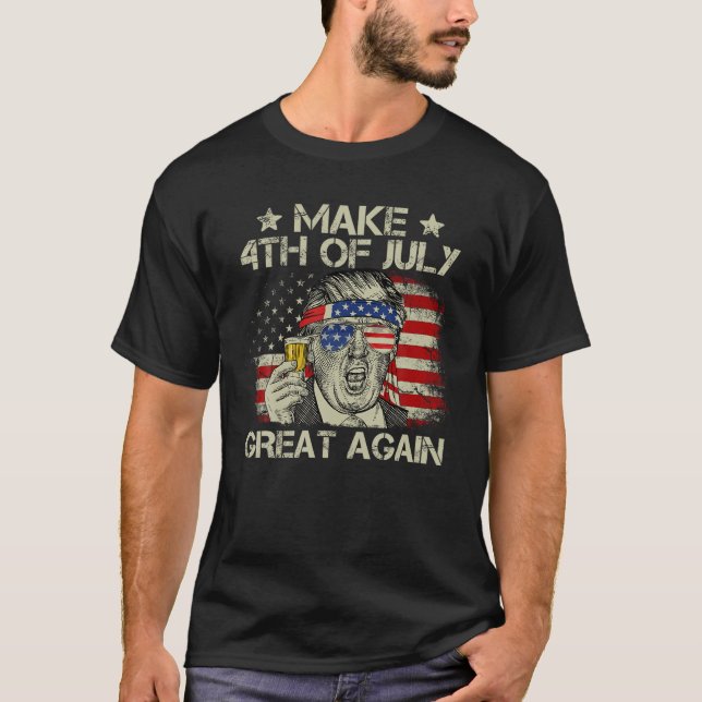 Trump macht 4. Juli Great Again Merica Beer Dri T-Shirt (Vorderseite)