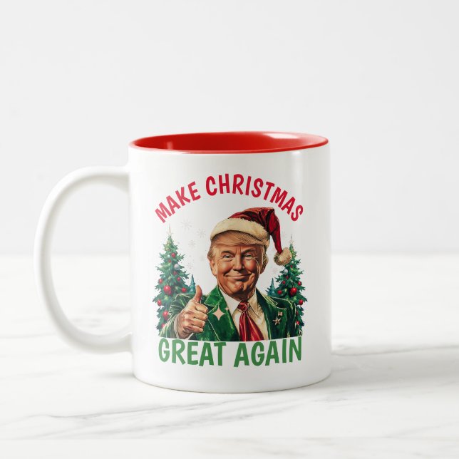 Trump macht Weihnachten wieder großartig Zweifarbige Tasse (Links)
