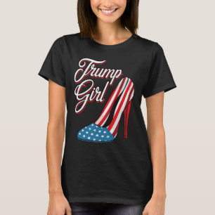 Trump Mädchen 2025 High Heels Amerikanische Flagge T-Shirt