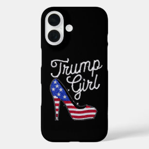 Trump Mädchen High Heel Amerikanische Flagge Bling iPhone 16 Hülle