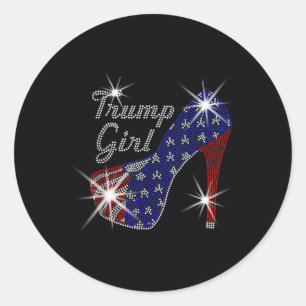 Trump Mädchen High Heel Amerikanische Flagge Wähle Runder Aufkleber