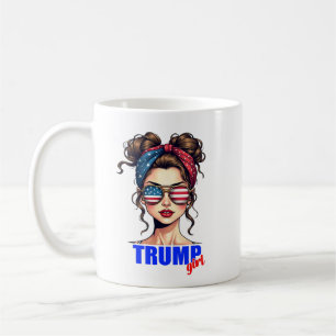 Trump Mädchen Unordentlicher Dutt Patriotischer Ka Kaffeetasse