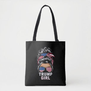 Trump Mädchen Unordentlicher Dutt USA-Flagge Trump