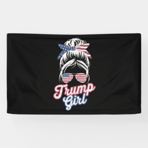 Trump Mädchen Unordentlicher Dutt Vintage USA Amer Banner