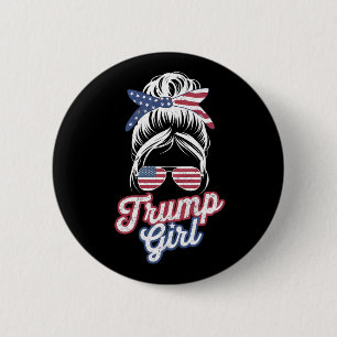 Trump Mädchen Unordentlicher Dutt Vintage USA Amer Button