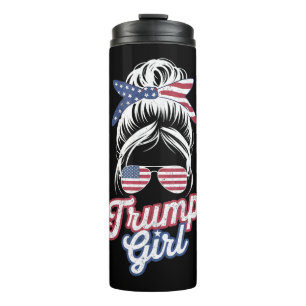 Trump Mädchen Unordentlicher Dutt Vintage USA Amer Thermosbecher