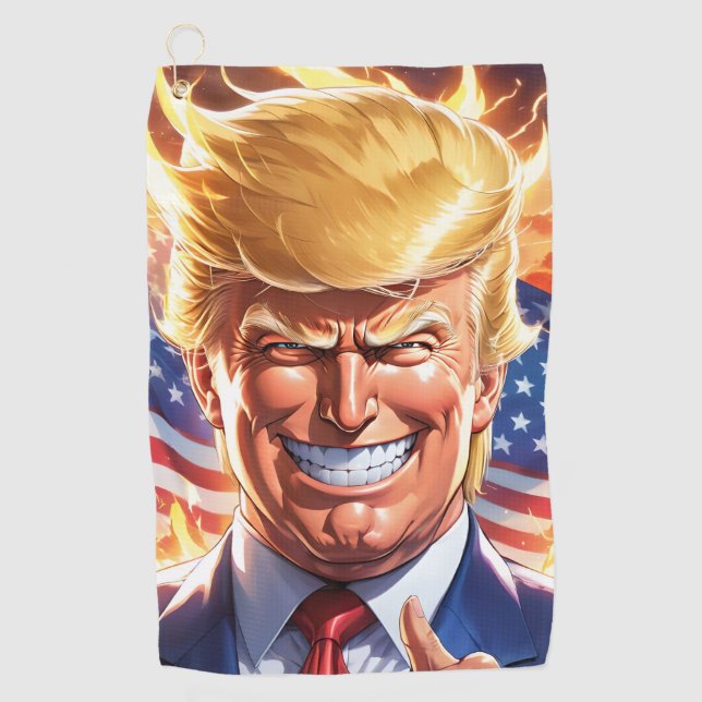 Trump MAGA 2024 America First Golfhandtuch (Vorderseite)