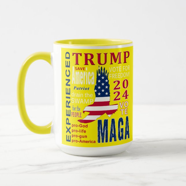 Trump MAGA 2024 Text Collage Yellow Tasse (Links)