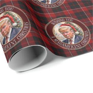 Trump MAGA Christmas Cunningham Tartan Buffalo Geschenkpapier